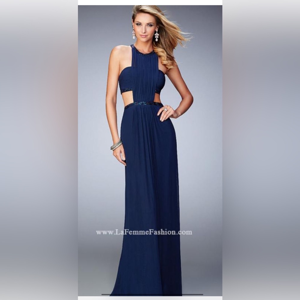 Prom NWT navy dress La Femme size 4